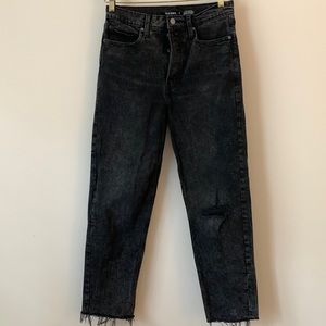 NWOT Extra High-Waisted Button-Fly Sky-Hi Straight Raw-Hem Jeans size 8